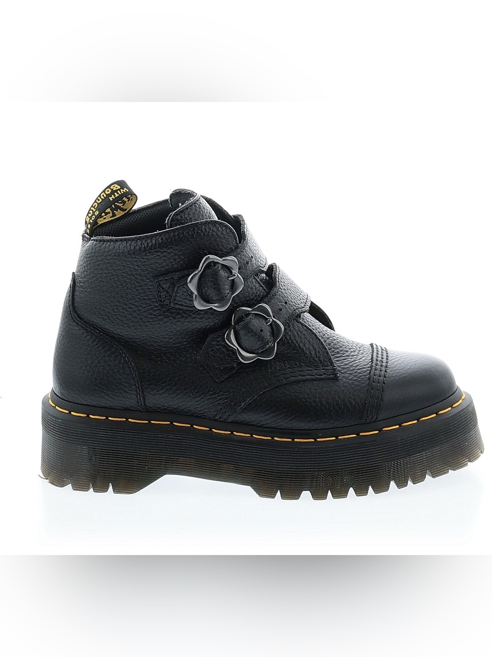 Dr. Martens Devon Flower Black Leather Platform Boot